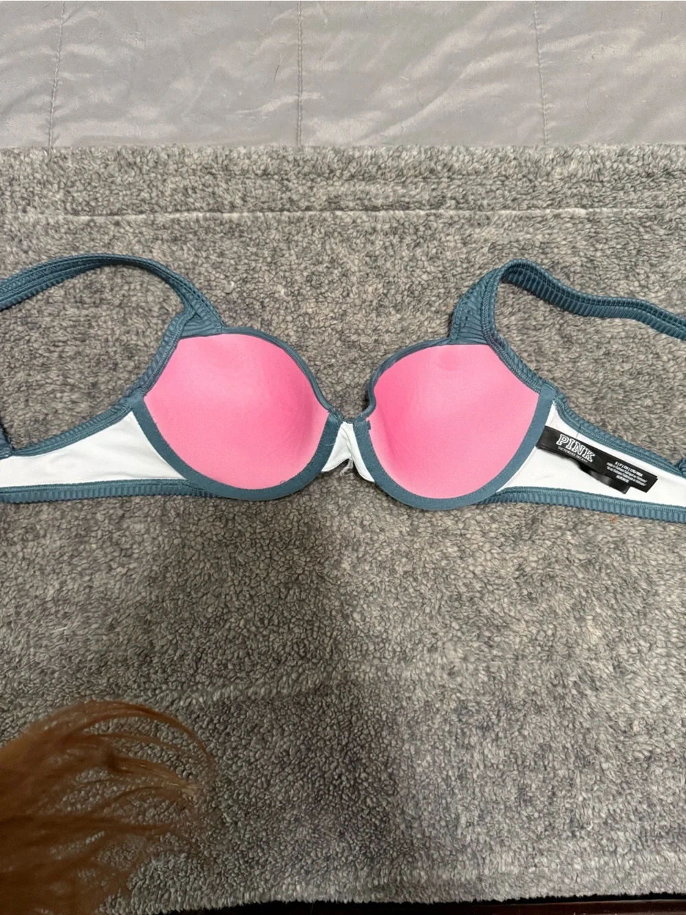 PINK Victoria's Secret Pink and Teal Padded Bikini Top